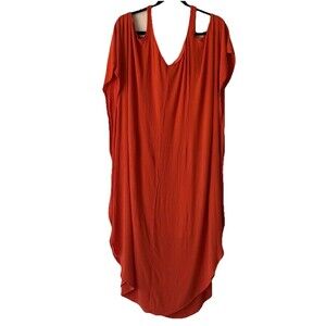 Nina Leonard Kimono Dress Orange Flowy Maxi Women’s Size M Boho Resort Beach